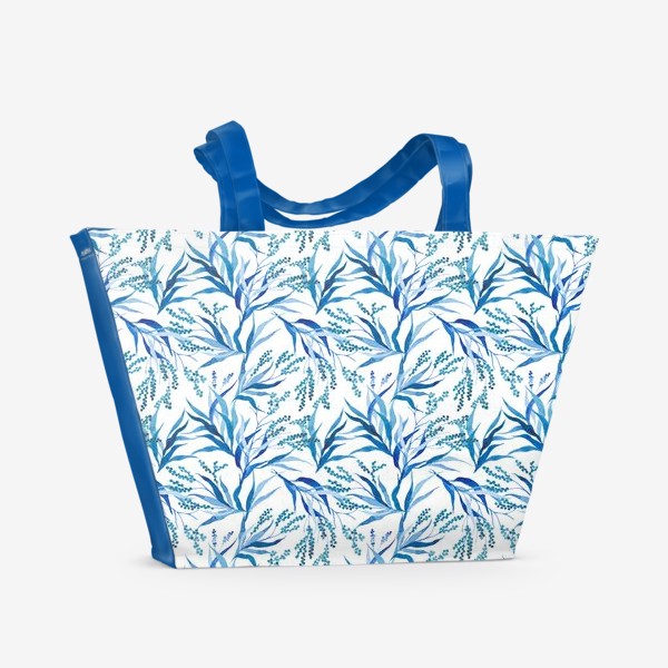 Пляжная сумка «Голубые ветки акварель»