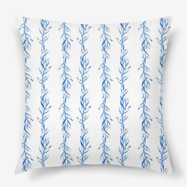 Подушка «Голубые ветки акварель»