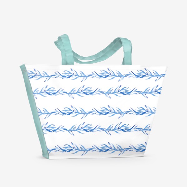 Пляжная сумка «Голубые ветки акварель»
