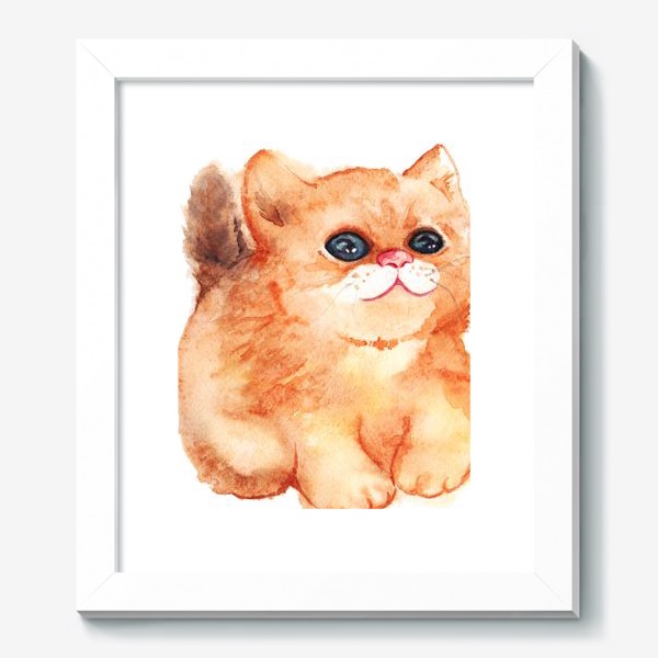 Картина «Акварельный рыжий пушистый кот с большими глазами»