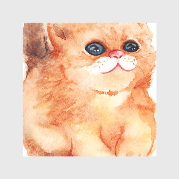 Скатерть «Акварельный рыжий пушистый кот с большими глазами»