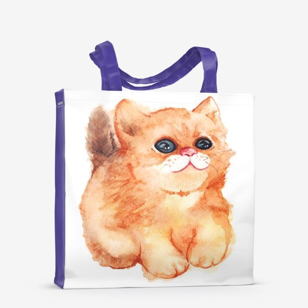 Сумка-шоппер «Акварельный рыжий пушистый кот с большими глазами»