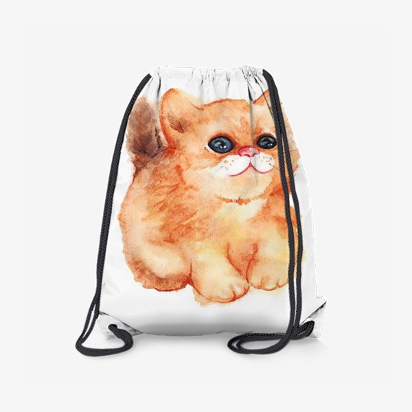 Рюкзак «Акварельный рыжий пушистый кот с большими глазами»