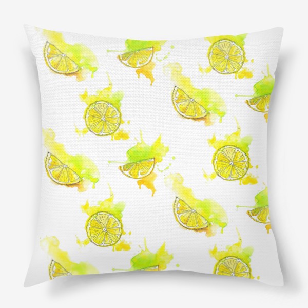 Подушка «Лимоны, Лимонный паттерн»