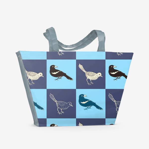 Пляжная сумка &laquo;Птицы в квадратах&raquo;