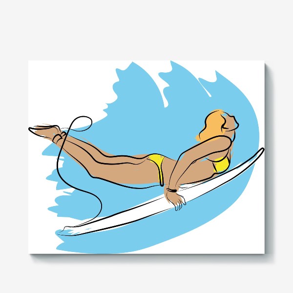 Холст «Девушка серфер ловит волну»