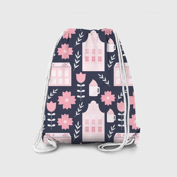 Рюкзак «Голландские домики в пастельном розовом цвете.»