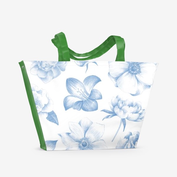Пляжная сумка «Blue flowers»