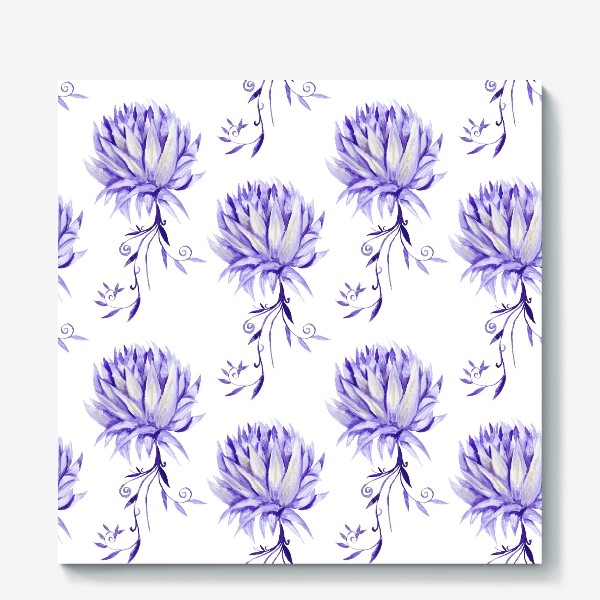 Холст «Фиолетовые готические цветы с завитушками»