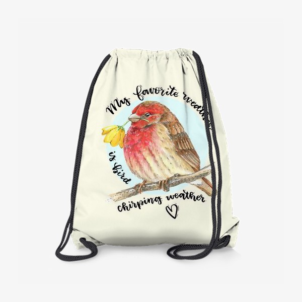 Рюкзак «Красивая весенняя птица с цветком в клюве»