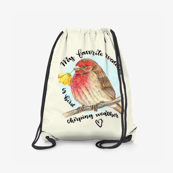 Рюкзак «Красивая весенняя птица с цветком в клюве»