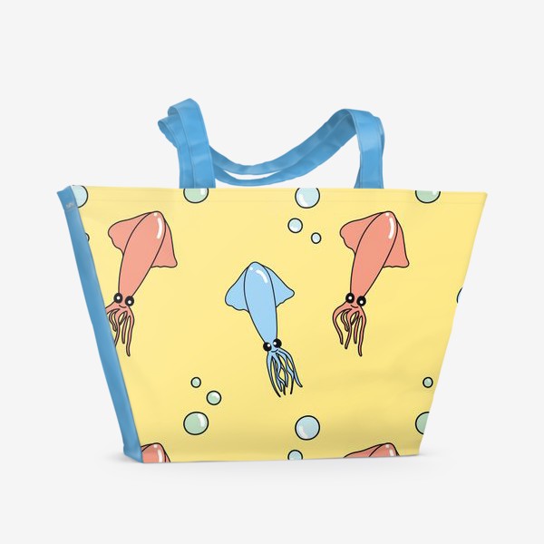 Пляжная сумка «Паттерн с кальмарами»