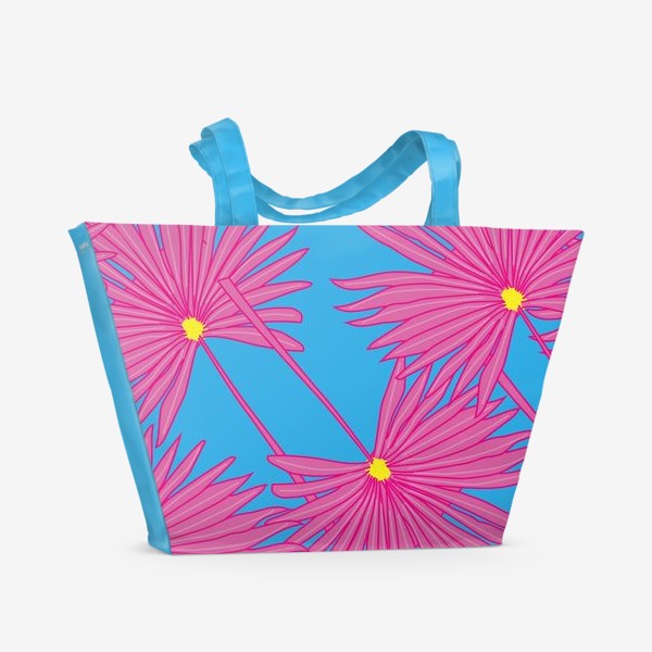 Пляжная сумка «Паттерн пальмы на голубом»