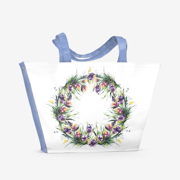 Пляжная сумка &laquo;Венок акварельных цветов&raquo;