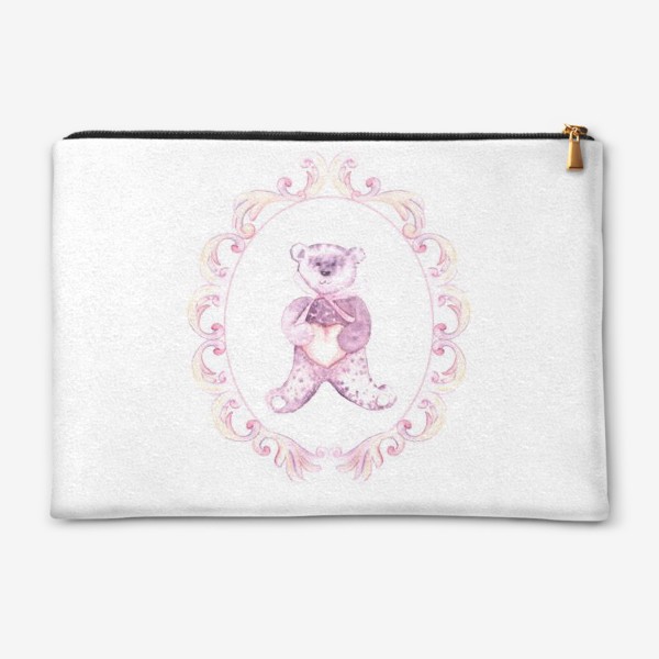 Косметичка «Плюшевый мишка в винтажной розовой раме»