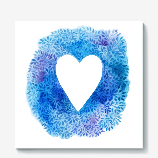 Холст «Синее акварельное сердце»