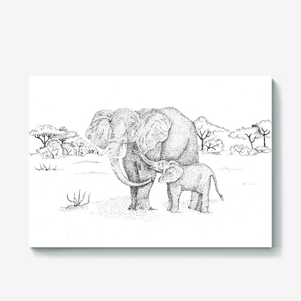 Холст «Слоны»