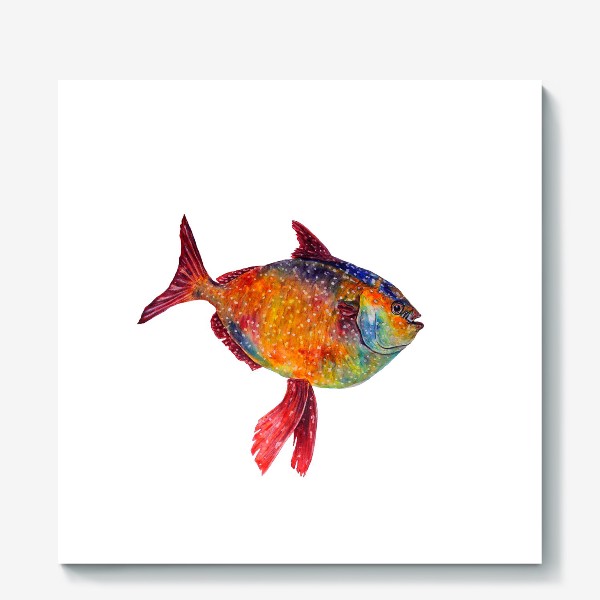 Холст «Акварельная оранжевая рыбка»