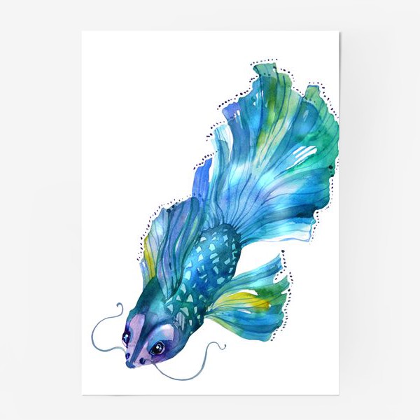 Постер «Blue fight fish»