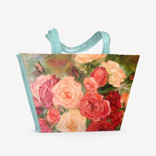 Пляжная сумка «Розы в синей вазе»