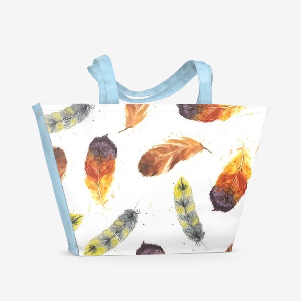 Пляжная сумка «Разноцветный узор из перьев»