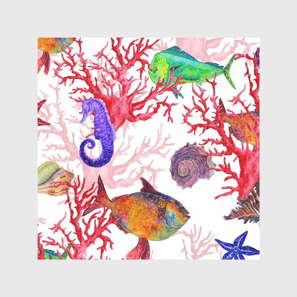 Скатерть «Морские жители, кораллы и ракушки»
