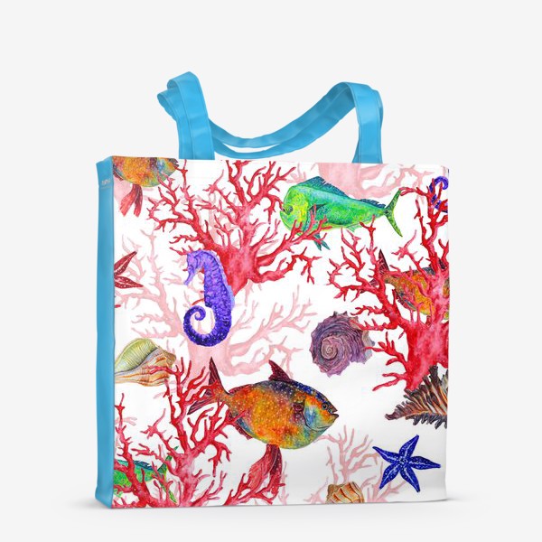 Сумка-шоппер «Морские жители, кораллы и ракушки»