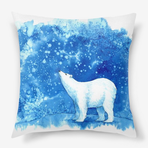Подушка «Полярный медведь и снежинки»