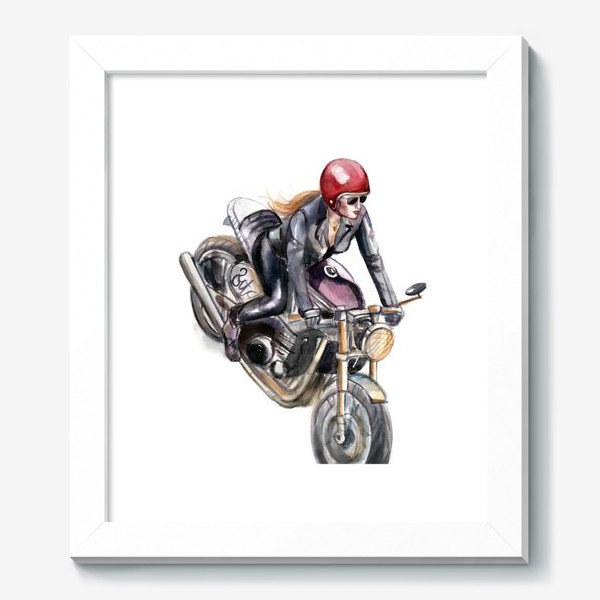 Картина &laquo;Девушка на мотоцикле в красном шлеме&raquo;