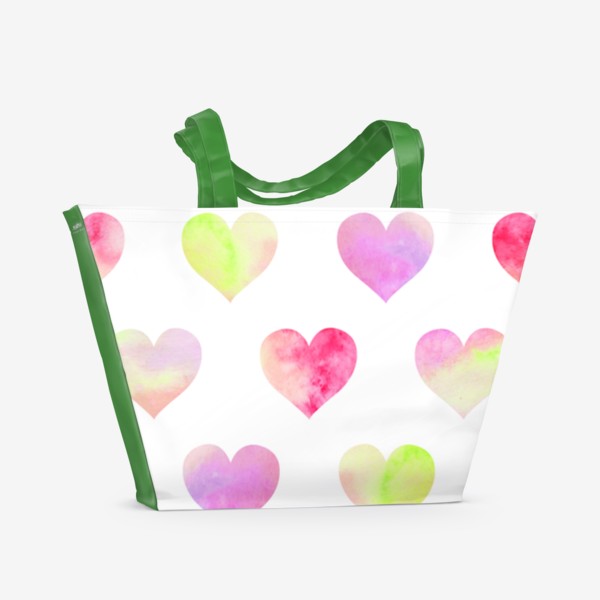 Пляжная сумка «Паттерн из разноцветных сердец»