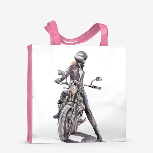 Сумка-шоппер «Девушка на мотоцикле в шлеме»