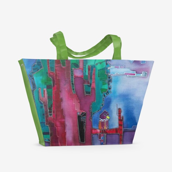 Пляжная сумка «Дерево с попугаем »