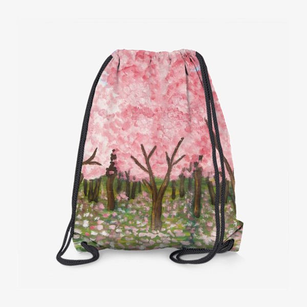 Рюкзак «Цветущий розовый сад, масло, акрил»