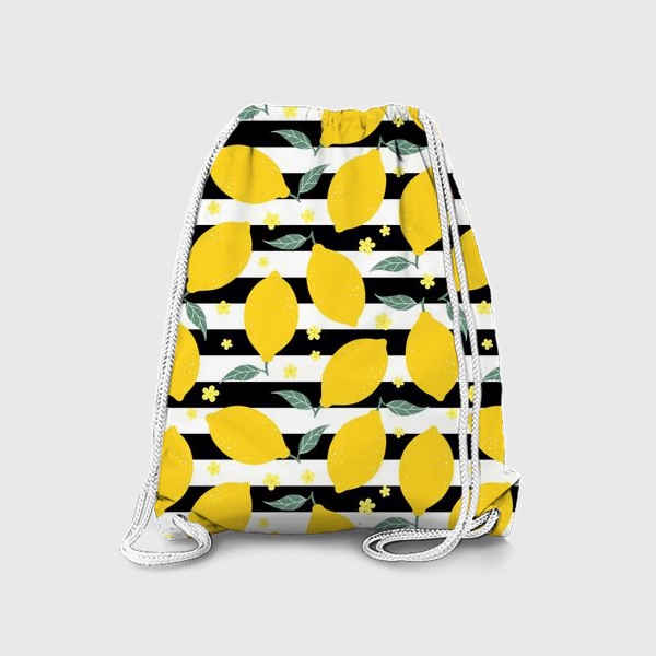 Рюкзак «Лимонный-полосатый с цветами»