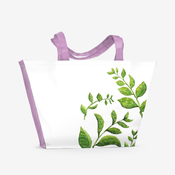 Пляжная сумка «Акварельные зеленые веточки»