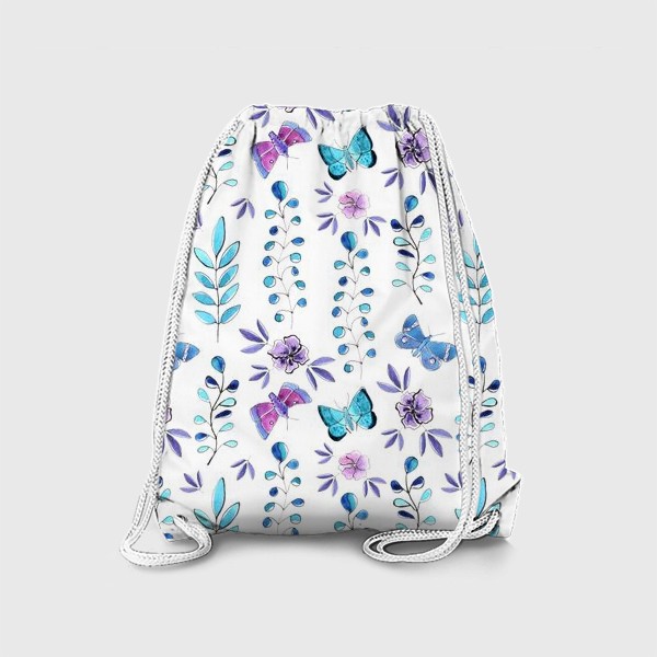 Рюкзак «Голубые бабочки и растения»