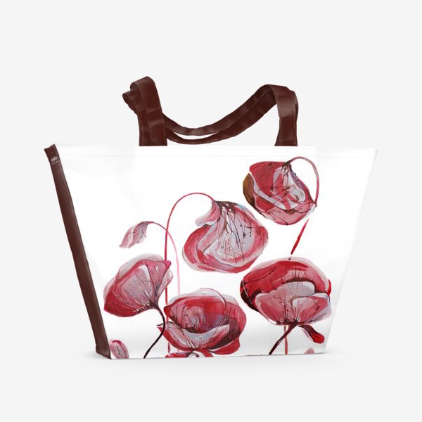 Пляжная сумка «Цветы Маки акварельные»