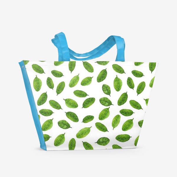 Пляжная сумка «Паттерн с акварельными листиками»
