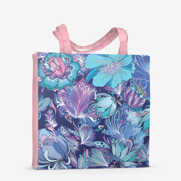 Сумка-шоппер «Романтические цветы в цвете индиго»
