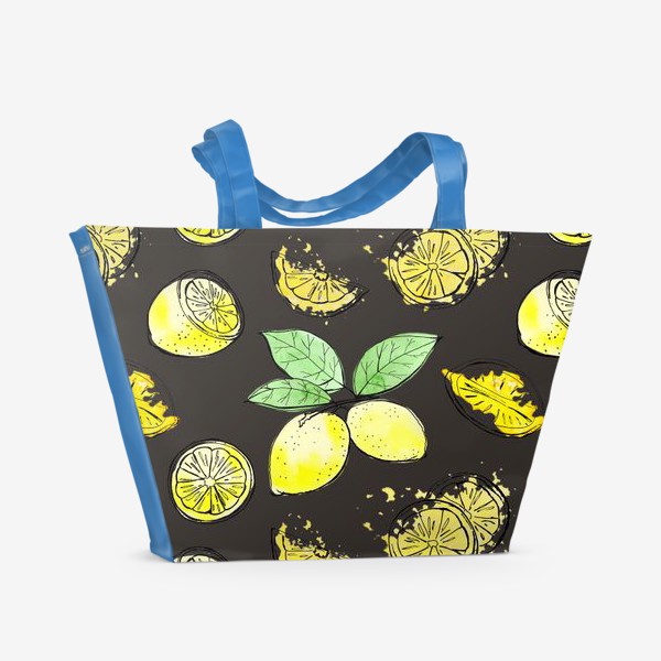 Пляжная сумка «Лимоны. Акварельный узор 3»