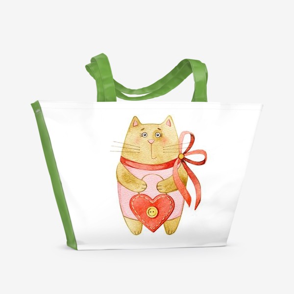 Пляжная сумка &laquo;Сердечный котик&raquo;
