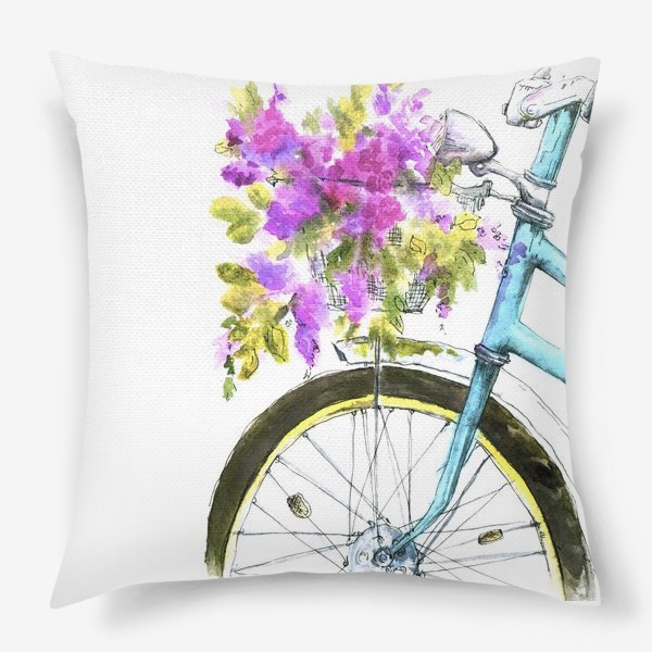 Подушка «Велосипед с букетом цветов»
