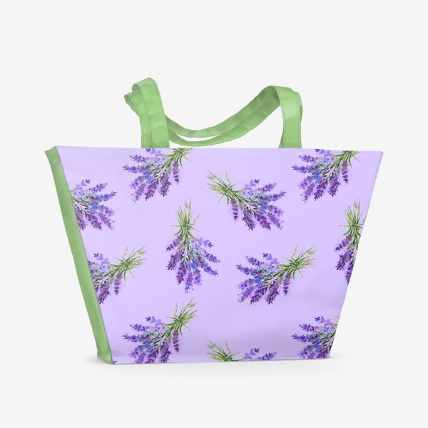 Пляжная сумка «Букеты лаванды на нежно-лиловом»