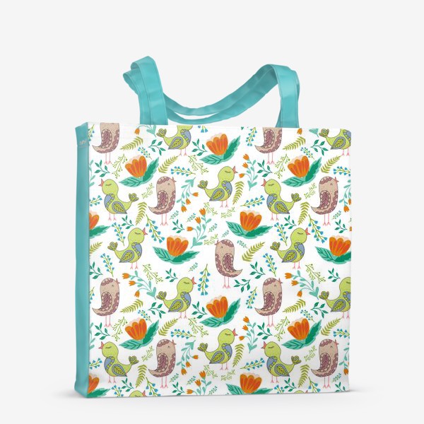 Сумка-шоппер «Весенние птицы и цветы»