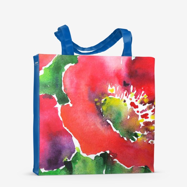 Сумка-шоппер «Красный цветок мак, акварельная иллюстрация, природа, цветы»