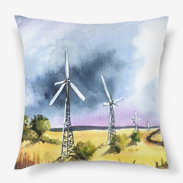 Подушка «Пейзаж с ветряными мельницами»