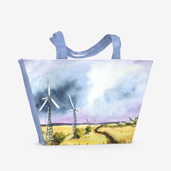 Пляжная сумка «Пейзаж с ветряными мельницами»
