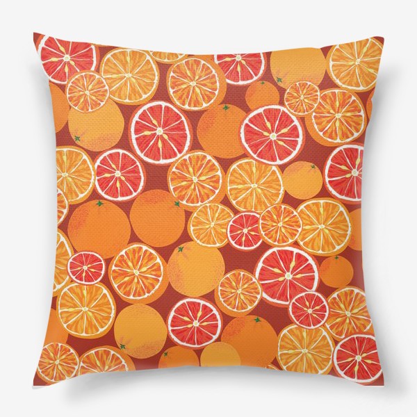 Подушка «Апельсины на красном»