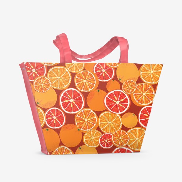 Пляжная сумка «Апельсины на красном»