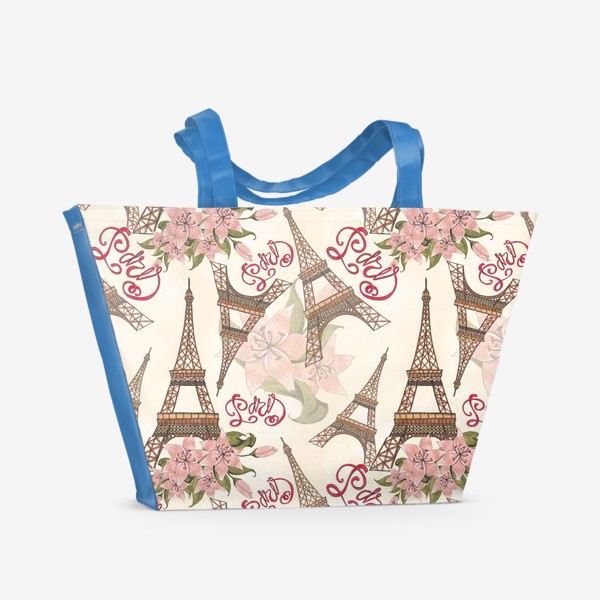 Пляжная сумка «Эйфелева башня в цветах»